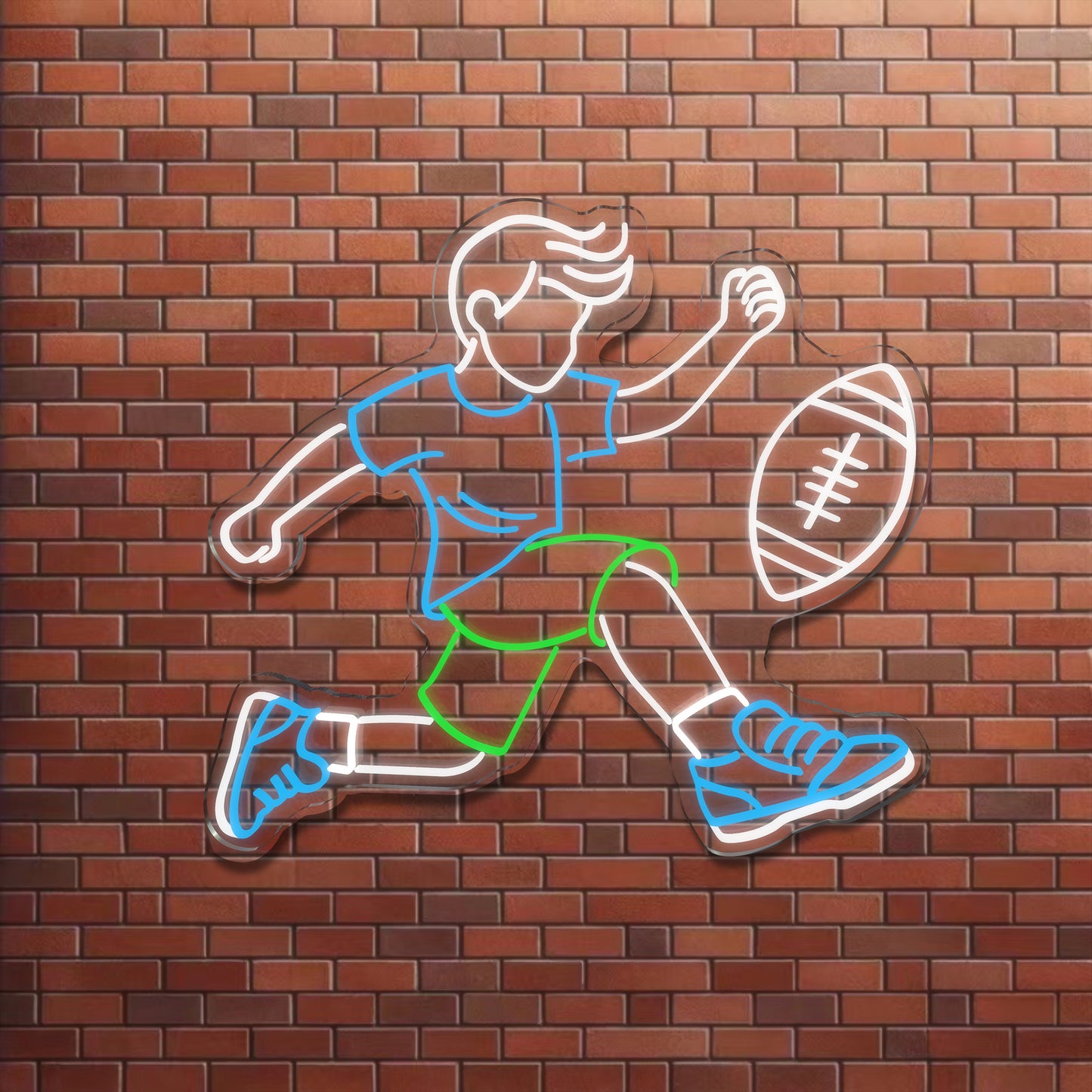 Boy Playing Football Neon Sign /  Football Player Silhouette Neon Sign