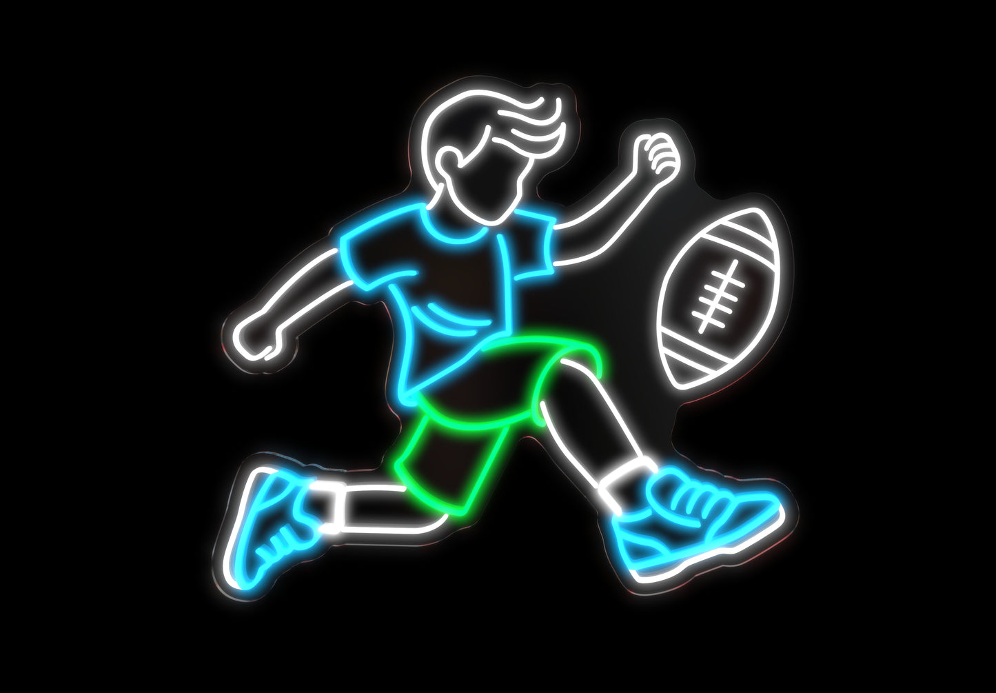 Boy Playing Football Neon Sign /  Football Player Silhouette Neon Sign