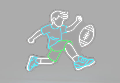 Boy Playing Football Neon Sign /  Football Player Silhouette Neon Sign