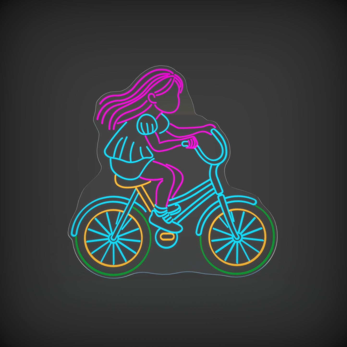 Girl Riding Bicycle Neon Sign