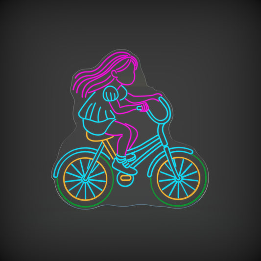 Girl Riding Bicycle Neon Sign